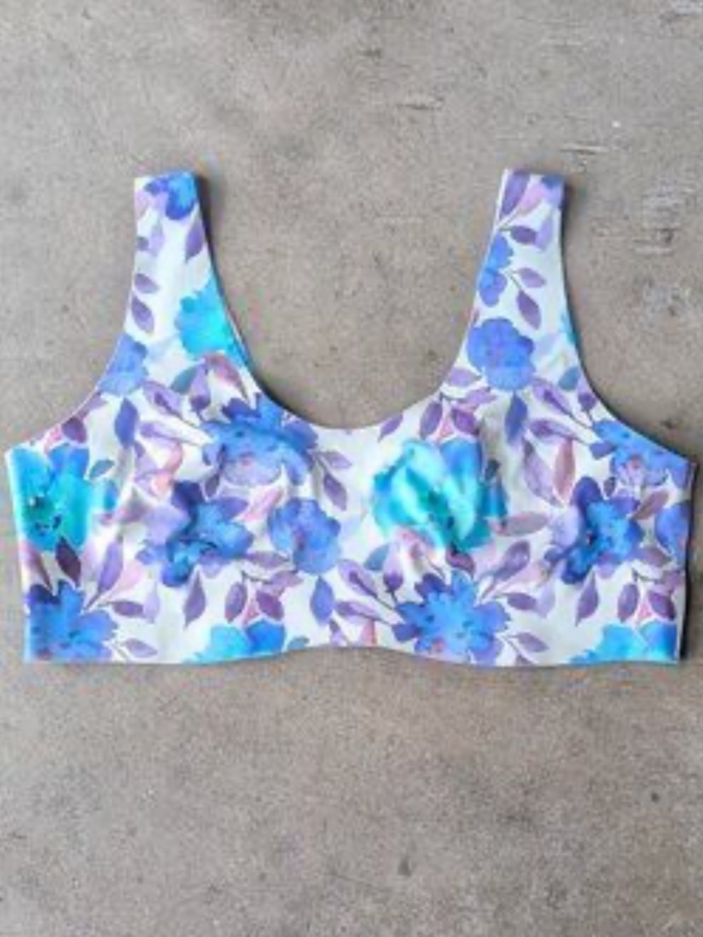 knix luxelift pullover bra blue and purple floral "Painted Bloom" print.